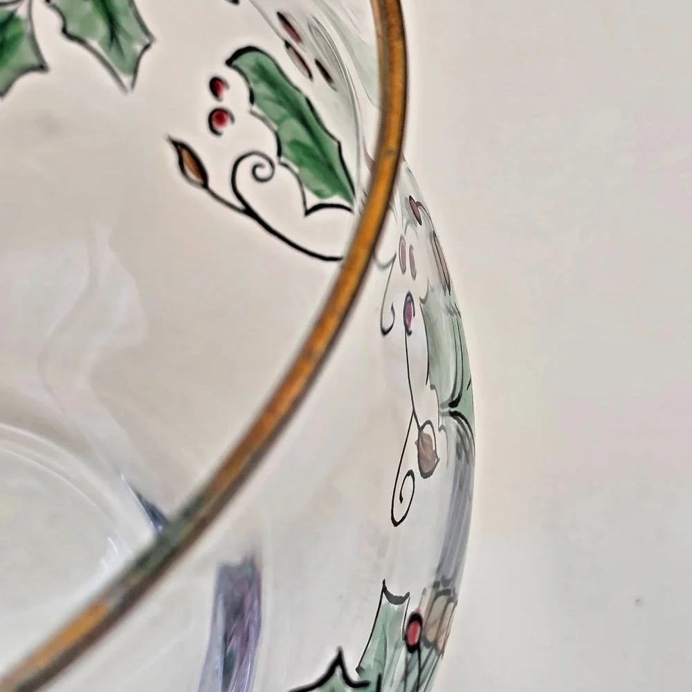 Home for the Holidays Holly Holiday Clear Glass Bowl Medium 205150 Vintage 1999